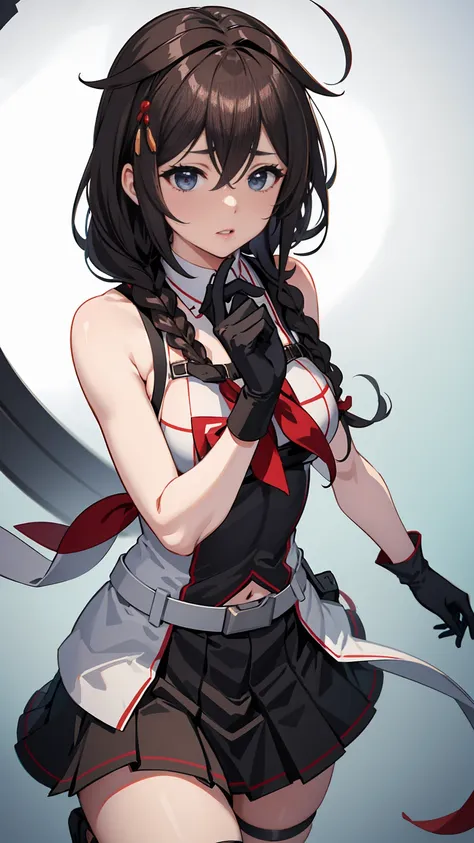 shigure kai 3 kancolle sleeveless black thimble glove black skirt braid 8k high resolution insanely detailedinsanely detailed ey...