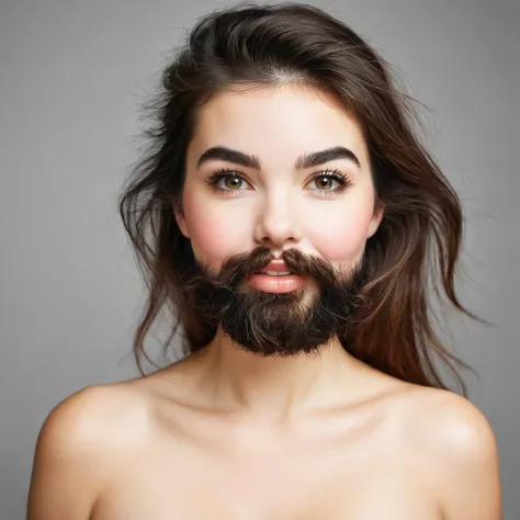 
bearded woman with hairy cheeks