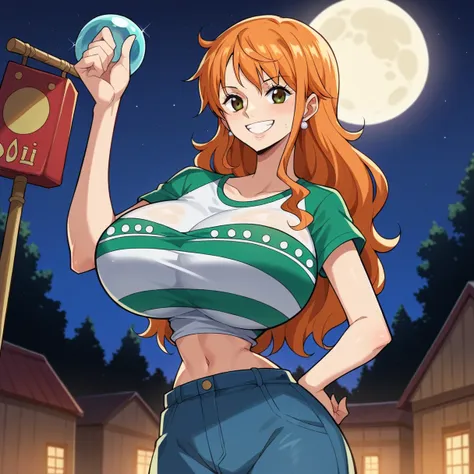 score_9, score_8_up, score_7_up, score_6_up, score_5_up, score_4_up, break source_anime,pov,,smile,standing,nami_post, orange ha...