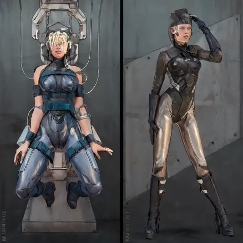 there are two pictures of a аhsoka in a uniform and a аhsoka in a suit, metal gear solid art style, metal gear solid style, meta...