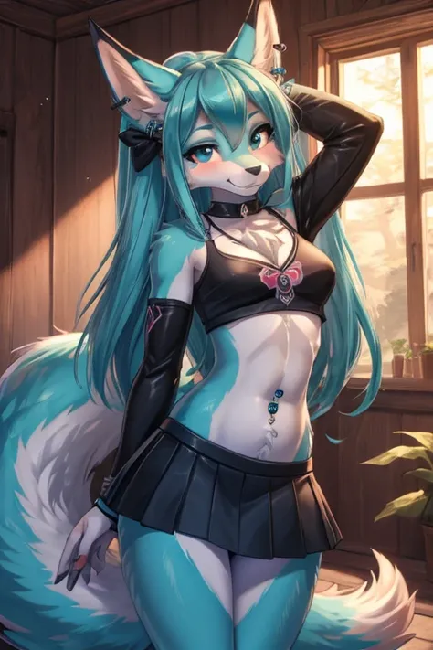 Chica anime, anime style, cute hatsune miku x suicune, shy girl , Orejas de Kitsune, arte de dark natasha, autum forest landscape, arte de vixen aztra, cuerpo completo, patas hermosas, cintura delgada, caderas amplias, piernas torneadas, hermosa, foto de c...