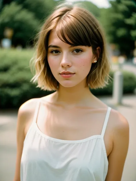 perfect lighting, leica summicron 35mm f2.0, kodak portra 400, film grain,

Cool girl, short cut, Loose colored hair, European Girl