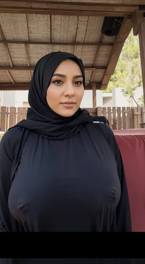 hijab, big breast, nude