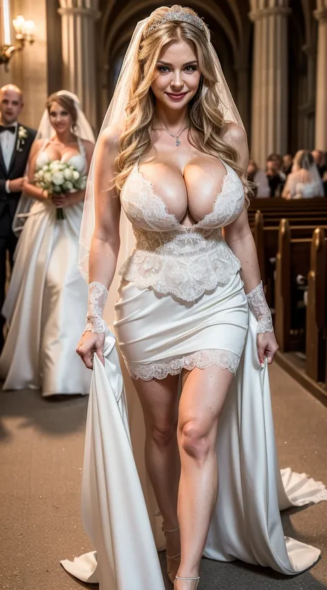 ((mother bride and 1 teen son groom as loving couple bridal march scene:1.5)), (one ultra sexual incredibly gorgeous pale Norwegian 32 year old sexy angelic supermodel mother bride walking in a bridal march with her sons towards the camera:1.5), ((ultra sh...