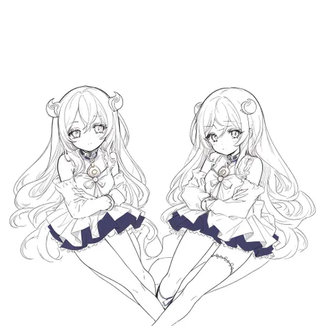 Zodiac，Gemini，Two girls，cute style，White background