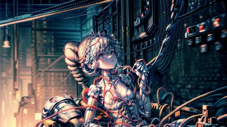 (((masterpiece))), (((Highest quality))), ((Very detailed)), (Highly detailed CG illustrations), ((Very delicate and beautiful)),(Cute and delicate face),Light,((1. Machine Girl)),alone,whole body,(Machine made joints:1.4),((Mechanical Limbs)),(Muscle swel...