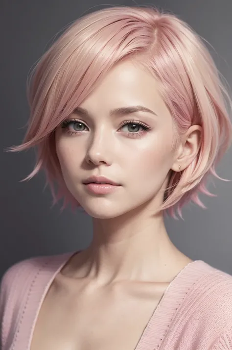 A grandmother with short blonde hair and pink hair tips 