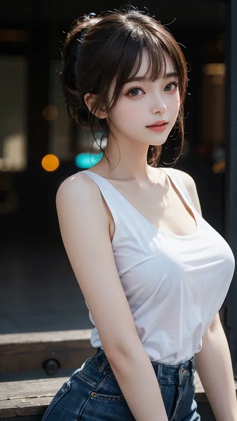 (((masterpiece, 1 beautiful girl, Detailed eyes, Swollen eyes, Highest quality, 超High resolution, (reality: 1.4), Light, Japanese, Trendy Korean cosmetics、Asian Beauties, Very very beautiful, Beautiful skins, Slender, Forward-facing body, (超reality的な), (Hi...