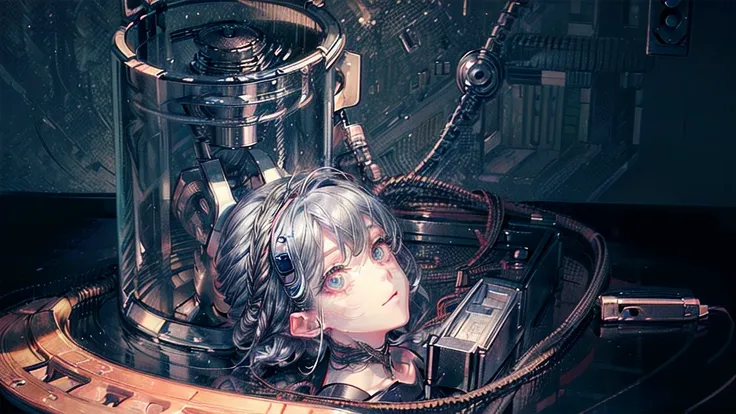 (((masterpiece))), (((Highest quality))), ((Very detailed)), (Highly detailed CG illustrations), ((Very delicate and beautiful)),(Cute and delicate face),Light,((1. Machine Girl)),alone,whole body,(Machine made joints:1.4),((Mechanical Limbs)),(Muscle swel...