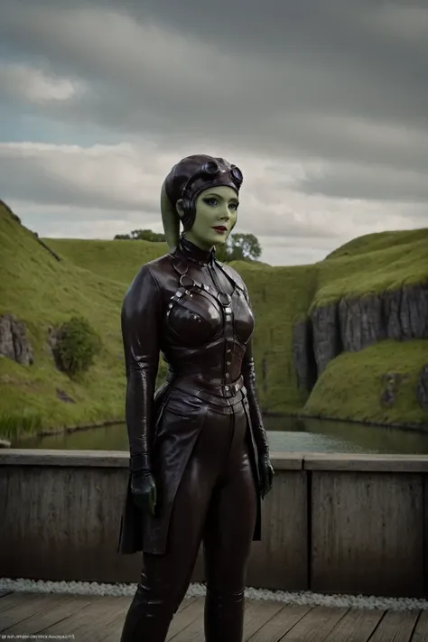 cinematic film still hera syndulla, (green skin:1.2), black at canal, full body shot, highly detailed environment . shallow dept...