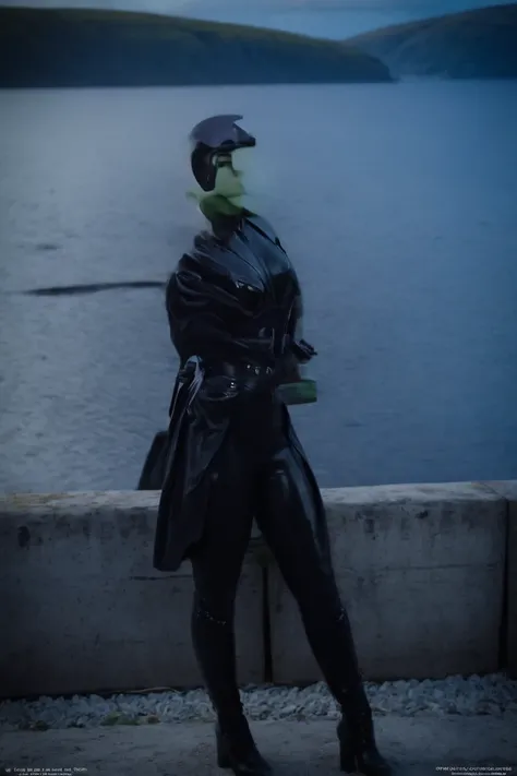 black latex , cinematic film still hera syndulla, (green skin:1.2), grin at canal, full body shot, highly detailed environment . shallow depth of field, vignette, highly detailed, high budget Hollywood movie by baz luhrmann, bokeh, cinemascope, moody, epic...