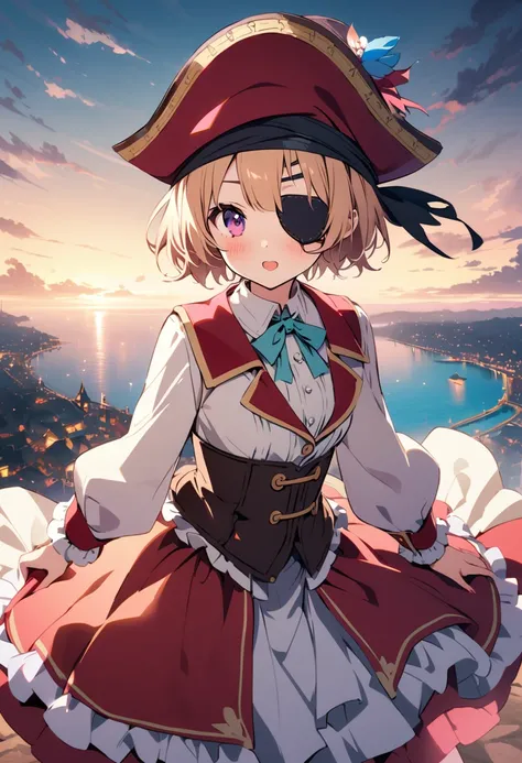 ((Loli Pirate:1.3)),((Eye patch:1.3))、((Upper Body:1.3))masterpiece, Highest quality, Illustration of the novel, High resolution, 18+ Adult content, Sensual, Intimate, Emotional, Passionate, romantic, sweet, Adorable, Innocent, Pure, Charmな, Charmな, Charm,...