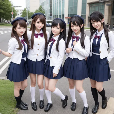 Highest quality、Real People、Japanese 3-person idol group、cute、Uniform Cosplay