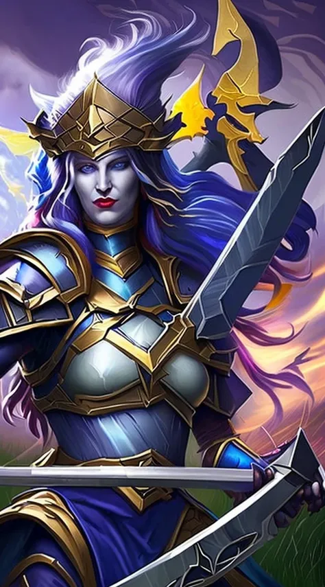 a close up of a person with a sword in a field, aurelion sol, 8 k hd wallpaperjpeg artifact, 8k hd wallpaperjpeg artifact, extremely detailed artgerm, splash art, official splash art, riven, league of legends character art, league of legends art, mobile wa...