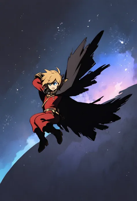 captain harlock, black cape fluttering, space background,