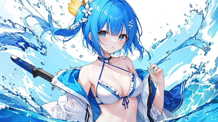 Bikini Girl、Blue hair short