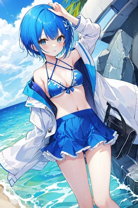 Bikini Girl、Blue hair short