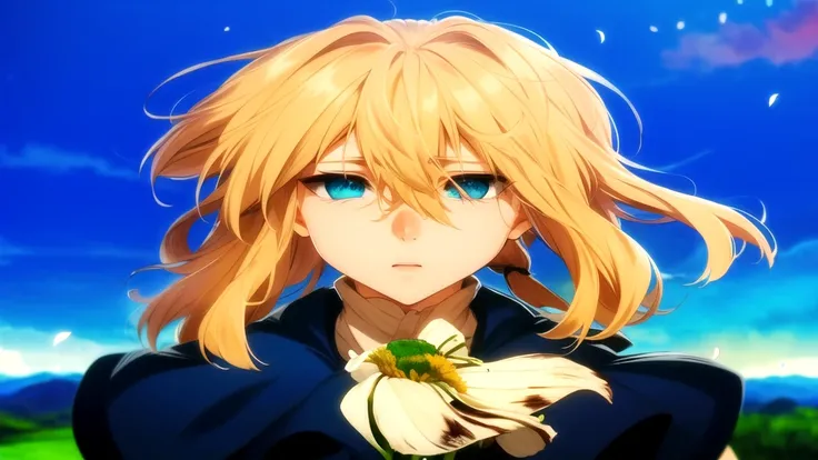 
melhor qualidade, Obra de arte, Detalhe intrincado de 1 garota, (foco no rosto) rosto detalhado, olhando para o espectador, penteado detalhado,Violet Evergarden, olhos azuis, cabelo loiro. 1 garota, Sozinho, Violet Evergarden, vestir, vestir, parque, Clea...