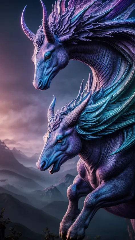 a fantastic creature, mythical beast, surreal fantasy animal, imaginative creature, detailed 3d render, ethereal atmosphere, magical realism, photorealistic, dramatic lighting, cinematic composition, vibrant colors, intricate details, ethereal, mystical, o...