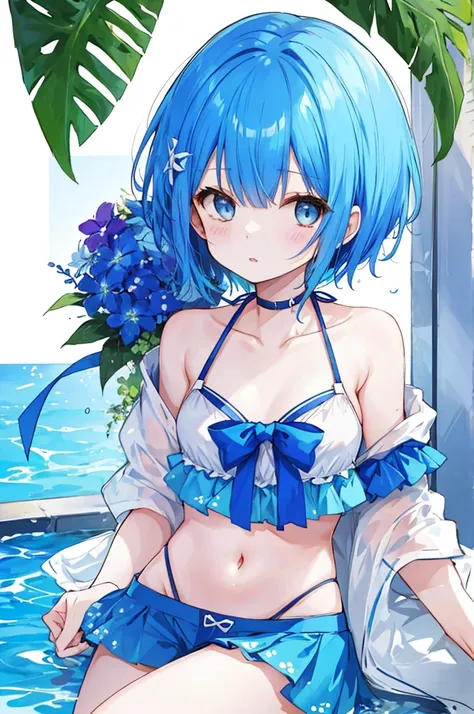 Bikini Girl、Blue hair short