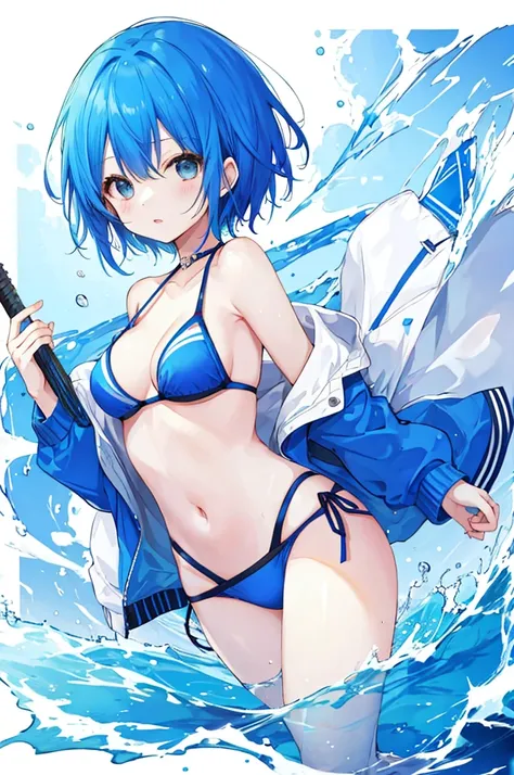 Bikini Girl、Blue hair short