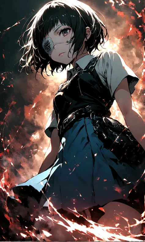 (1girl,mutsuki tooru,tokyo ghoul),Eye patch,neutral