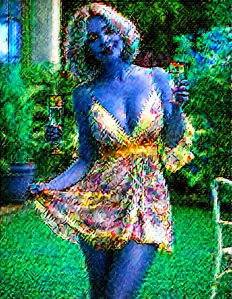 shy girl, hair covering her eyes, wearing a very short sun dress, bashful pose, upskirt, there is a shy woman in a very provocative pose wearing a pretty sundress standing at a garden party holding a glass of champagne with panties showing, candid pose, ca...