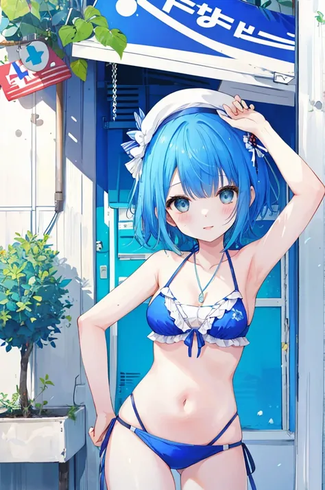 Bikini Girl、Blue hair short