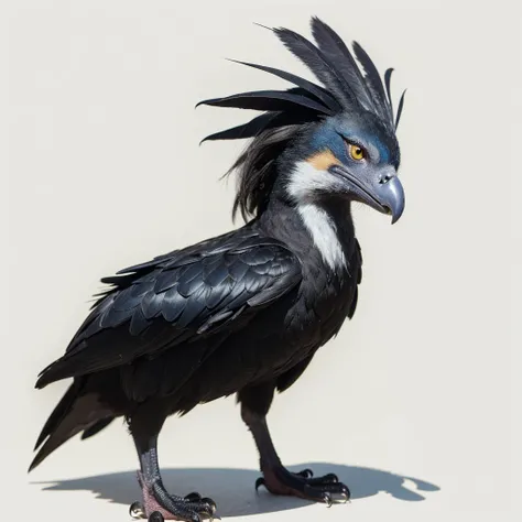 Small Animaly, has blues stripes on his skin, gold eyes, vulture mixed with lalamon, Grassroots, no background