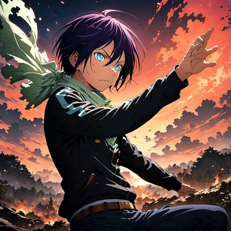 1boy,Yato (noragami),noragami,Intricate details,Wide range of colors,artwork,rendering,(masterpiece:1.3),(highest quality:1.4),(Super detailed:1.5),High resolution,Very detailed,unity 8k wallpaper,Decadent,Wind,Dynamic Pose