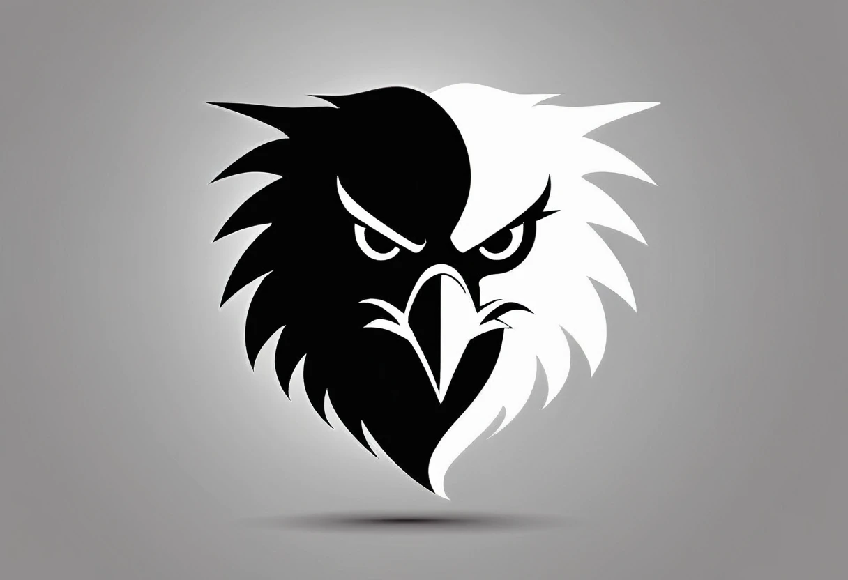 negative space logo silhouette eagle angry shape , face looking to the left side, side view, low detail, luxury, very simple, connocation, vector, 2D, modern white and black company logo