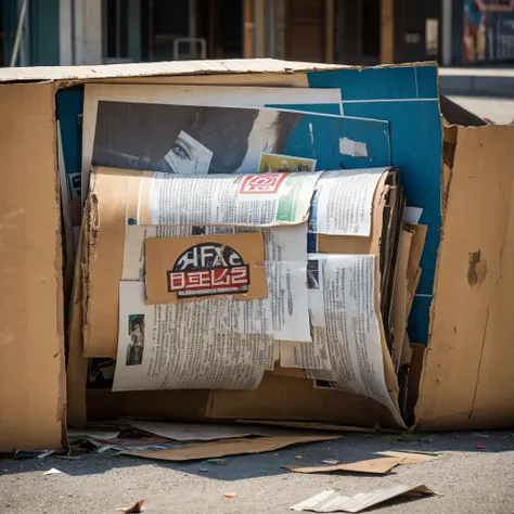 Torn and discarded advertisement