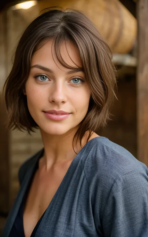 Beautiful woman in a horses stables wearing horse riding clothes, highly detailed, 22 years old, , , smile face, brunette hair, blue eyes, high resolution, Masterpiece, Best quality, Intricate high detail, Highly detailed, Sharp focus, Detailed skin, reali...