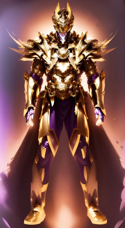 Add some transparent texture，Make the texture more transparent，The color changes to purple and gold，Some purple and gold（Ensure its layering and armor texture，Purple is the main color，Add some gold for decoration）