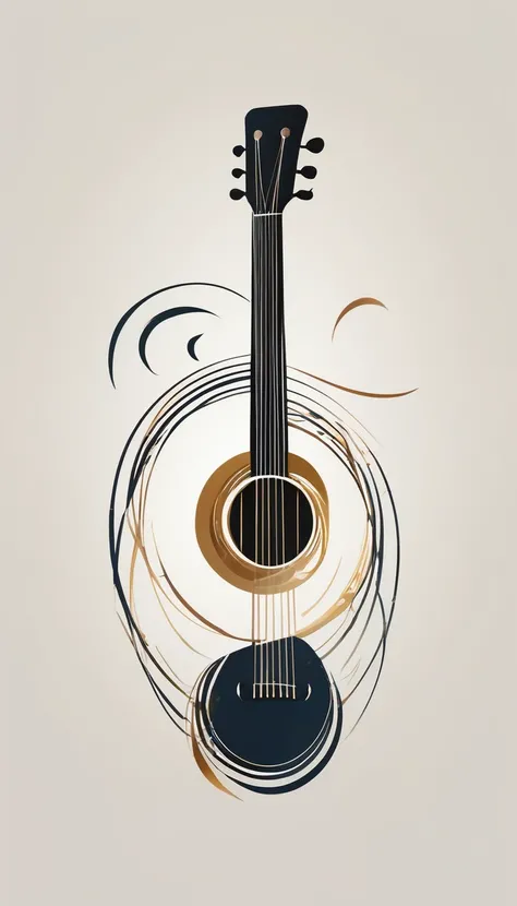 A minimal, modern, simple, abstract, unique logo design for the brand “Penamemoria".. The logo must convey a sense of music, stories and dreams. Minimalistic, abstract, logo of boy-feather playing acoustic guitar.