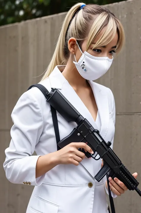 Ppe mask white suit girl anime shotgun