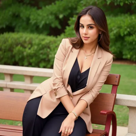 araffe sitting on a bench in a park with a backpack, sitting on a park bench, sitting on bench, casual photography, casual pose,...