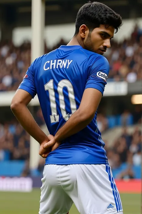 A player jersy number 10 name chaitanya in that jersey taken photo from behind 