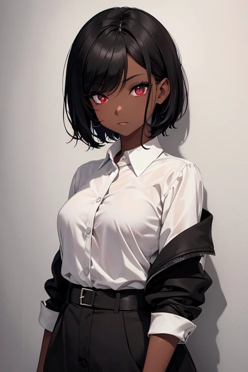 {{Girl Dark}} (Small Boobs) (Extra short Hair) (Black Hair) (Dark skin) (Red Eyes) (Camisa blanca) (Falta negra)