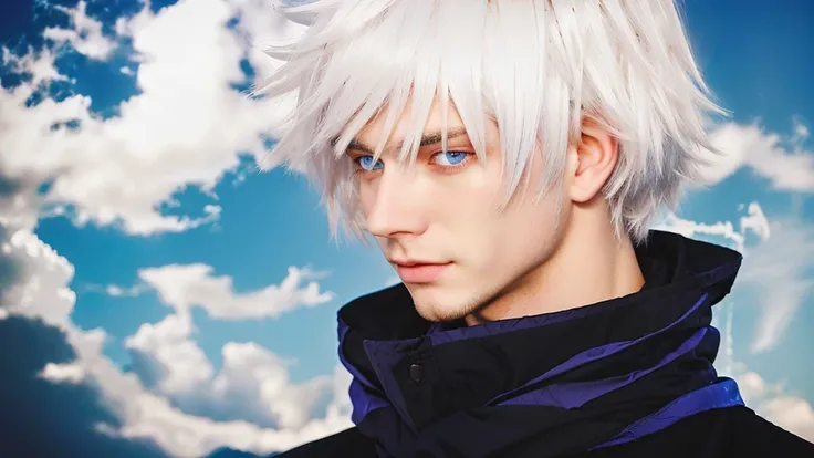 guy with white hair and beautiful blue eyes