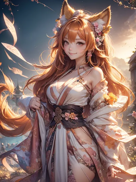 masterpiece, best quality, highly detailed, 1girl, solo, (:3:0.9), animal ear fluff, animal ears, orange hair, fluffy hair, blus...