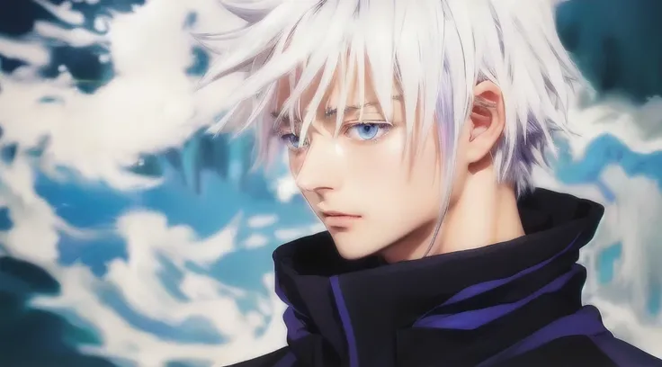 anime character with white hair and blue eyes looking at the camera, killua zoldyck black hair, killua zoldyck portrait, killua zoldyck, genesis of aquarion, white haired, white-haired, hijikata toushirou of gintama, tall anime guy with blue eyes, todays f...