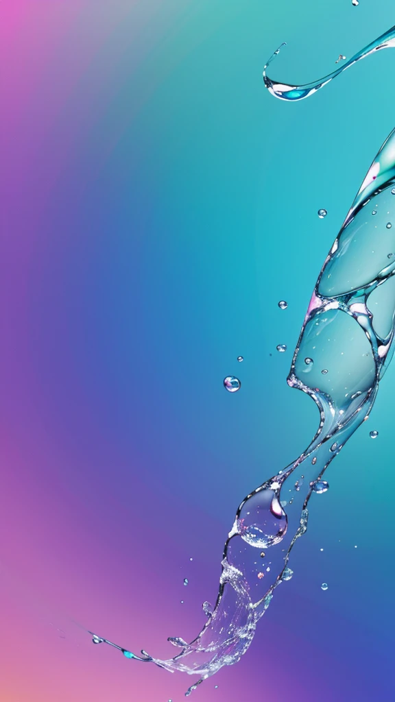 Background wallpaper for your desktop in the form of color shapes like liquid glass with connecting translucent bubbles in the colors of violet, blue, pink,, turquoise, pastel shades.