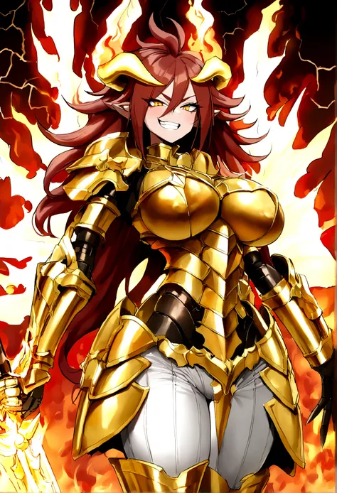 ((Lightning Power)), ((Electricity)), ((Fire Background)), ((Lightning Storm)), ((Power Erupting)),((((android 21 Evil)))), (((white Coat))), (((Busty))), (((((Big breast:1,3)))), luxury bustier corset, (((silver hair))), (((Very slim waist))), propotional...