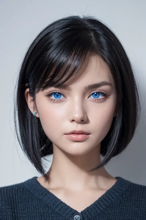 female　Black Hair　Blue eyes