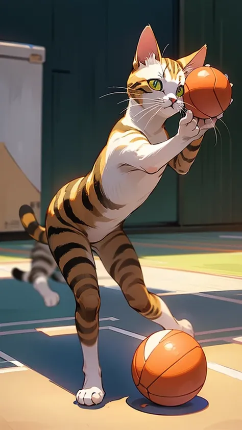 Cat playing ball 