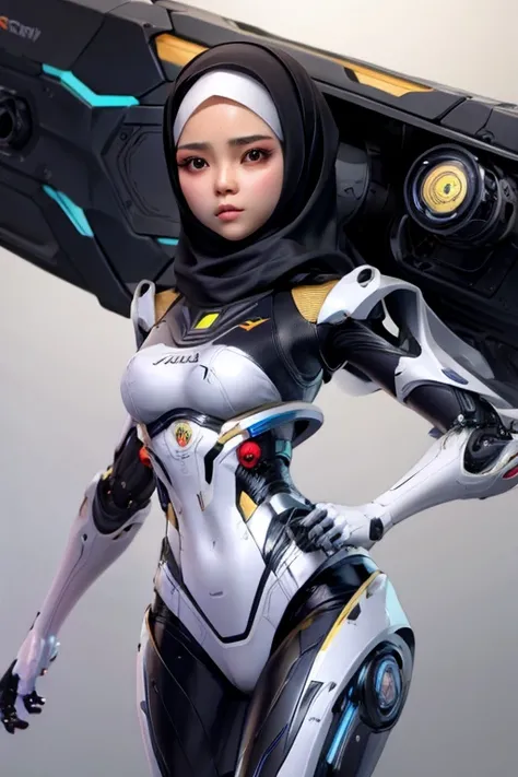 Hijab girl from Malaysia cyborg robot body gun