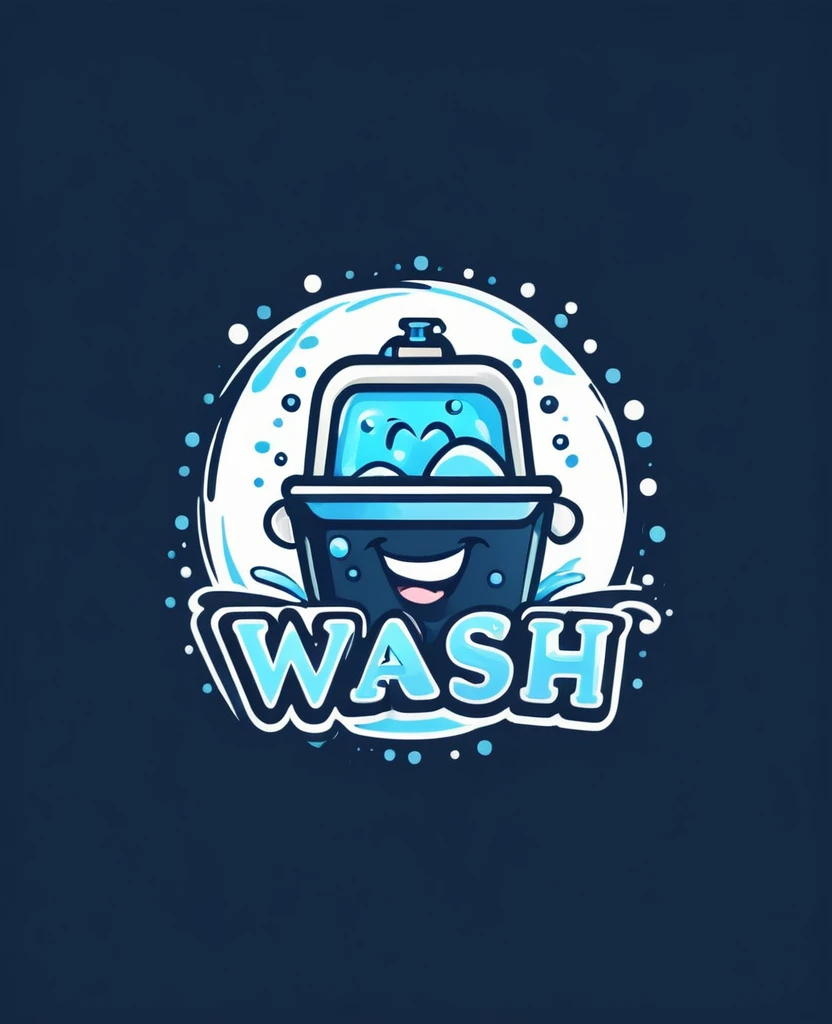 Cartoon wash logo flat design 