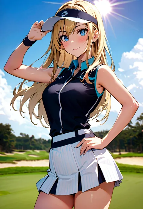 sound　high resolution　8k beauty　woman playing golf　golf course　beautiful woman　blonde　aggressive　winning spirit　namaiki　golf wea...