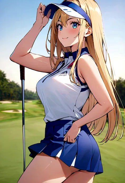 sound　high resolution　8k beauty　woman playing golf　golf course　beautiful woman　blonde　aggressive　winning spirit　namaiki　golf wea...